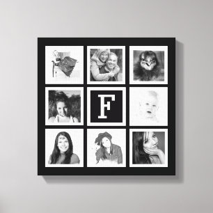 Kundenspezifische Monogramm Instagram Foto-Collage Leinwanddruck
