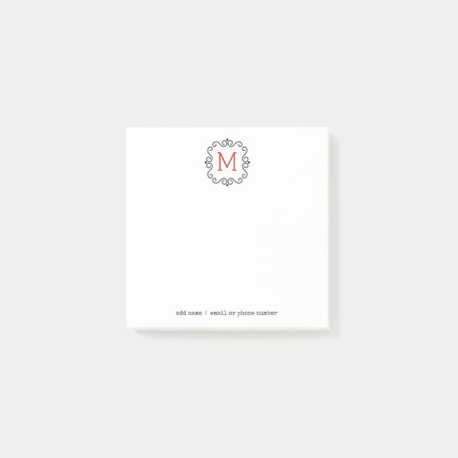 Kundenspezifische Monogramme Posten-it® Post-it Klebezettel (Vorderseite)