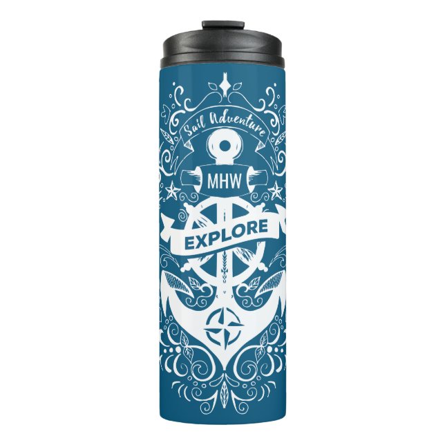 Kundenspezifische Monogramtrommel des dekorativen Thermosbecher (Vorderseite)