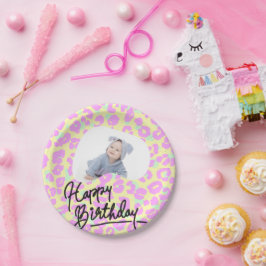 kundenspezifische Pastel Leopard Print Happy Birth Pappteller