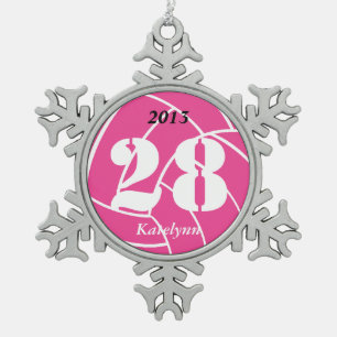 Kundenspezifische personalisierte rosa schneeflocken Zinn-Ornament