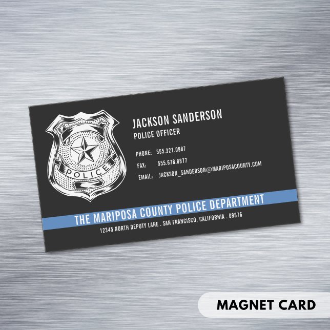 Kundenspezifische Polizeiabteilung Thin Blue Line  Magnetische Visitenkarte (Custom Police Department Thin Blue Line Logo Business Card Magnet)