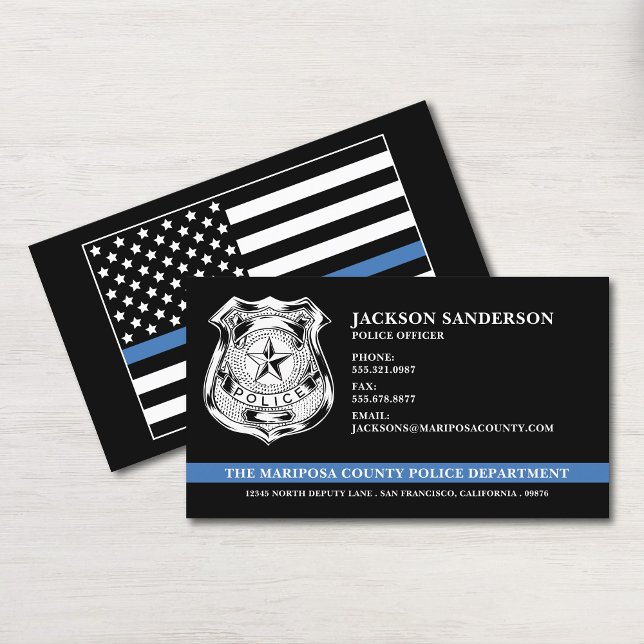 Kundenspezifische Polizeiabteilung Thin Blue Line  Visitenkarte (Custom Police Department Thin Blue Line Logo Business Card)