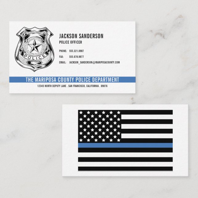 Kundenspezifische Polizeiabteilung Thin Blue Line  Visitenkarte (Vorne/Hinten)