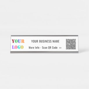 Kundenspezifische QR-Code Scan-Info Name und Logo- Schreibtischnamensplakette