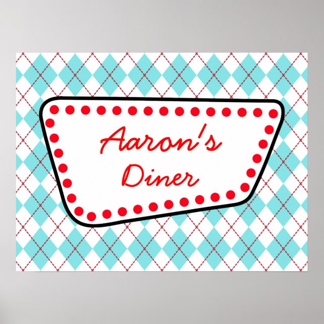 Kundenspezifische Raute Diner Sign Poster (Vorne)
