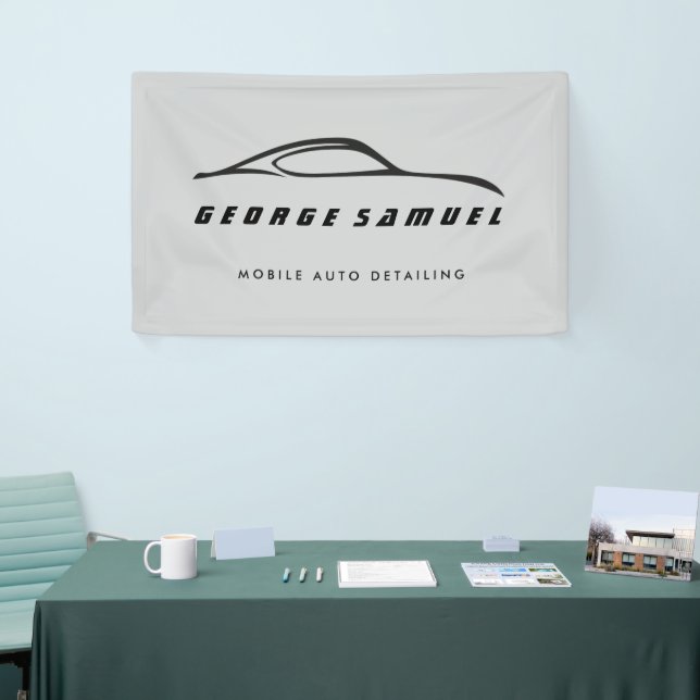 Kundenspezifische Reparatur und modernes Auto im D Banner (Messeveranstaltung)