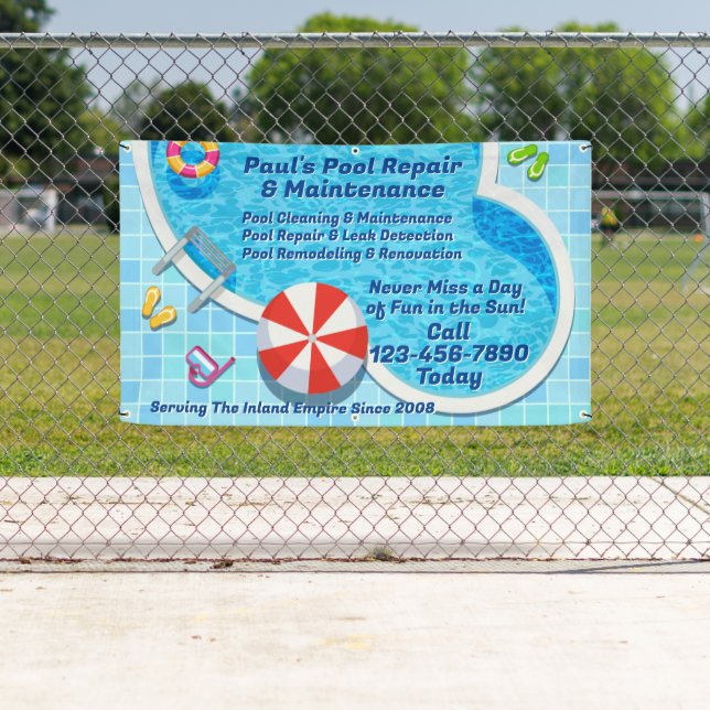 Kundenspezifische Reparatur von Pool-Wartungen Banner (Insitu)