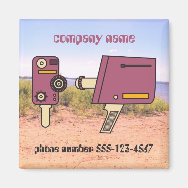 Kundenspezifische Retrokamera für Firmennamen Magnet (Vorne)