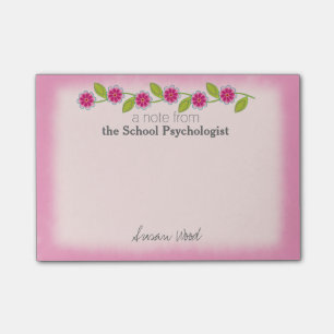 Kundenspezifische rosa BlumenschulePsych Post-it Klebezettel