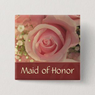 Kundenspezifische rosa Rosen-Brautknopf - Button