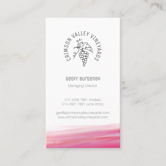 Kundenspezifische Rotwein-Visitenkarte des Visitenkarte (Vorderseite)