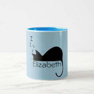 Kundenspezifische Schlafenkatzen-Silhouette Zweifarbige Tasse