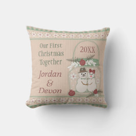 Kundenspezifische Schneemann-Paar-1. Kissen