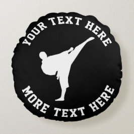 Kundenspezifische schwarze Karatetritt-Kampfkünste Rundes Kissen