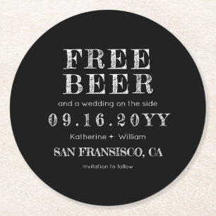 Kundenspezifische Tafel-freies Bier Save the Date Runder Pappuntersetzer