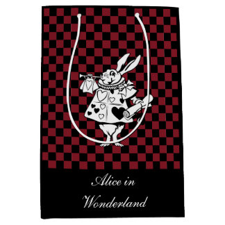 Kundenspezifische Text-Alice im Wunderland-weißer Mittlere Geschenktüte