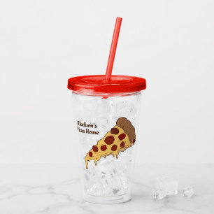 Kundenspezifische Text Pizza schneidet Trommeln Acryltrinkbecher