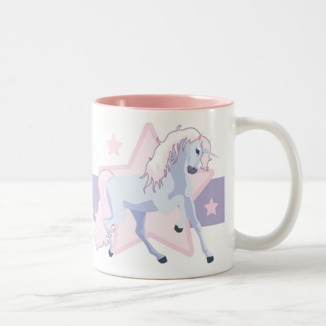 Kundenspezifische Unicorn-Tasse mit Ihrem Namen Zweifarbige Tasse (Rechts)