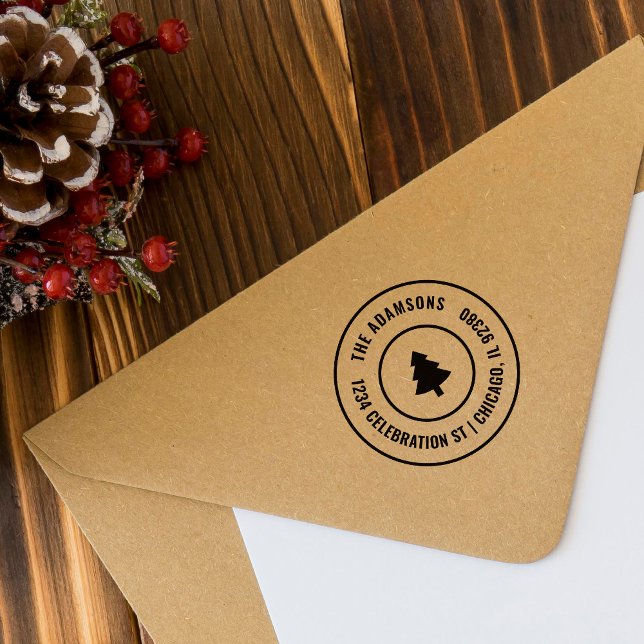 Kundenspezifische Weihnachtsbaum-Round-Family-Adre Permastempel (Von Creator hochgeladen)