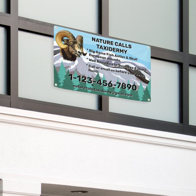Kundenspezifische Werbeaktion für Taxidermy Shop Banner (Äußeres Gebäude)