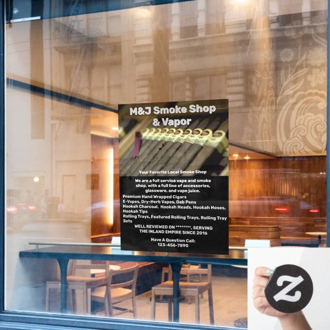Kundenspezifische Werbung für den Rauchshop für di Fensteraufkleber (Café-Fenster)