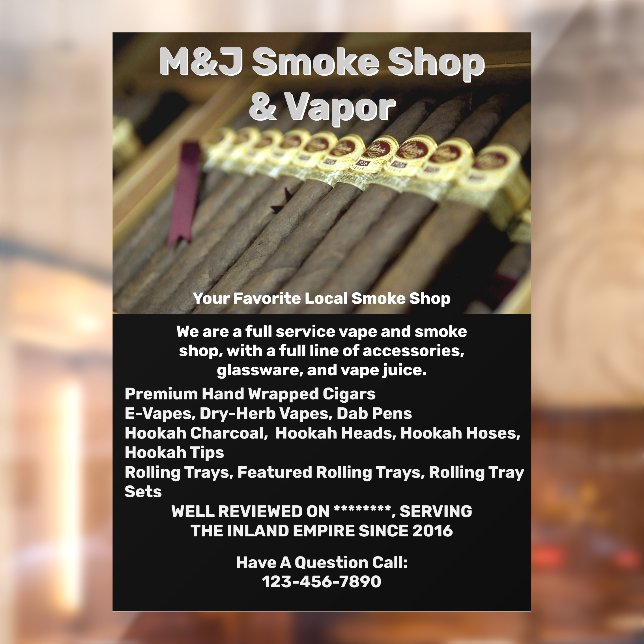 Kundenspezifische Werbung für den Rauchshop für di Fensteraufkleber (Blatt 2)