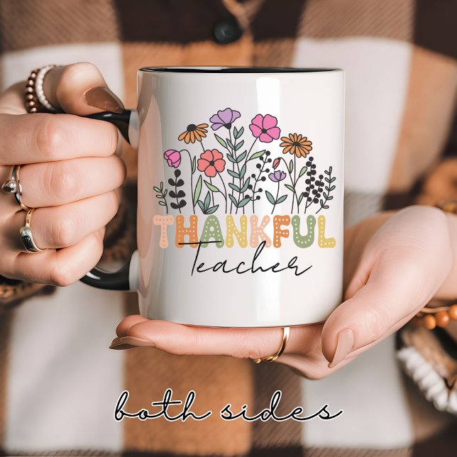 Kundenspezifische Wildblume Dankbare Tasse für Leh (personalized floral mug, custom wildflower mug, floral mug for grandma & mom, teacher appreciation,)