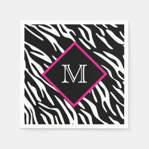 Kundenspezifische Zebra-Druck-Monogramm-Servietten Serviette