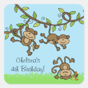 Kundenspezifische Zoo-Tiere Monkey herum Aufkleber