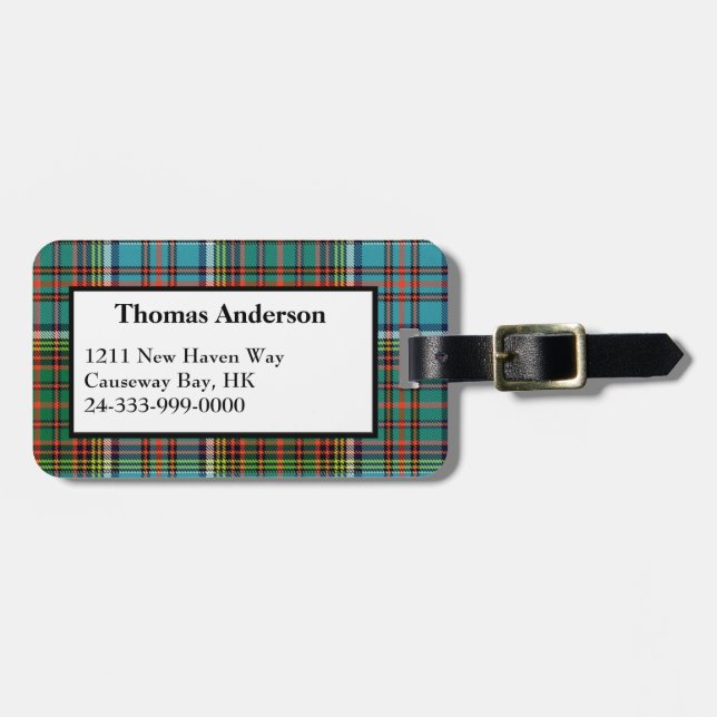 Kundenspezifischer Andersontartan-karierter Gepäckanhänger (Vorderseite horizontal)