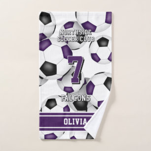 Kundenspezifischer Athlet und Teamname lila Handtuch