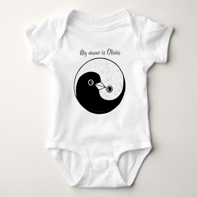 Kundenspezifischer Babybodysuit Yin Yang Entwurf Baby Strampler (Vorderseite)