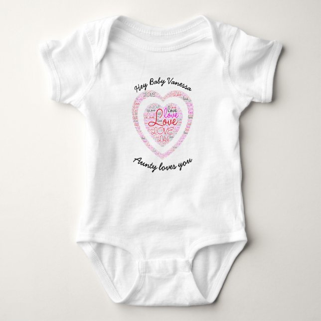 Kundenspezifischer Bodysuit "Tanten-Loves Baby" Baby Strampler (Vorderseite)