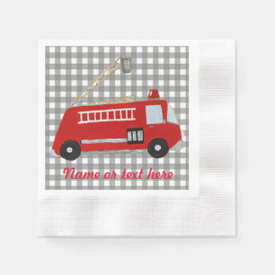 Kundenspezifischer Cartoon Feuer-LKW mit Text Serviette