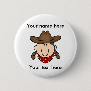 KUNDENSPEZIFISCHER COWGIRL-BROWN-Knopf Button