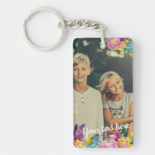 Kundenspezifischer Foto-Text-lebhafte Blumen und Schlüsselanhänger