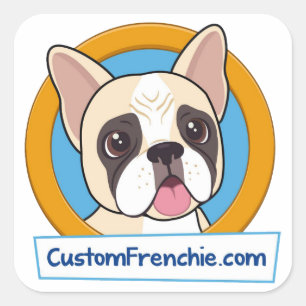 Kundenspezifischer Frenchie Logo-Aufkleber Quadratischer Aufkleber