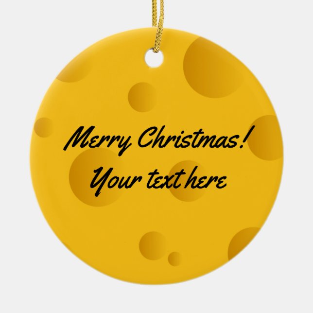 Kundenspezifischer gelber Weihnachtsbaum Foto des Keramik Ornament (Vorne)