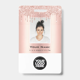 Kundenspezifischer Glitzer Tropfen Rose Goldname Ausweis