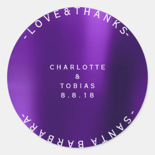 Kundenspezifischer Hochzeitsdank Minimaler Lila Kl Runder Aufkleber