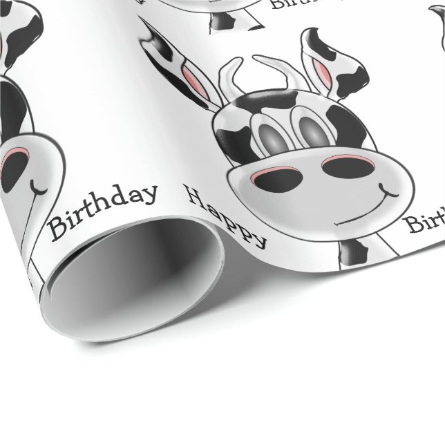 Kundenspezifischer Kuh-Kopf-Geburtstag Geschenkpapier (Rolleneckpunkt)