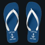 Kundenspezifischer Marineblauseeankerbootskapitän Flip Flops<br><div class="desc">Kundenspezifischer Marineblau- und weißerseeankerbootskapitän drehen Reinfälle um. Personalisierte Strandpantoffel mit Schiff verankern Logo. SeeSandalen für Seemann- und Segelnenthusiasten. Kundengerechte Farbe. Cooles Geburtstags-Partygeschenk oder Gastgeschenkidee für Freunde,  Vati,  Ehemann,  Onkel,  Großvater,  wedding Bräutigam- und Braut-,  einzigartige See- und Bootfahrtzusätze der Gäste etc. für Sommerbestimmungsort oder -flitterwochen.</div>