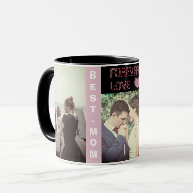 Kundenspezifischer moderner trendy Text und Foto Tasse (Vorderseite Links)