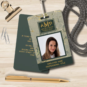 Kundenspezifischer Monogram Logo Gold Green Textur Ausweis