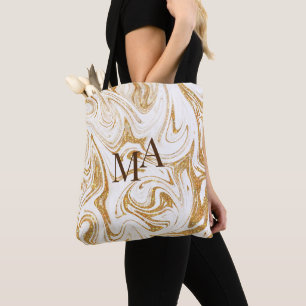Kundenspezifischer Monogram Tote Bag Gold Glitzer