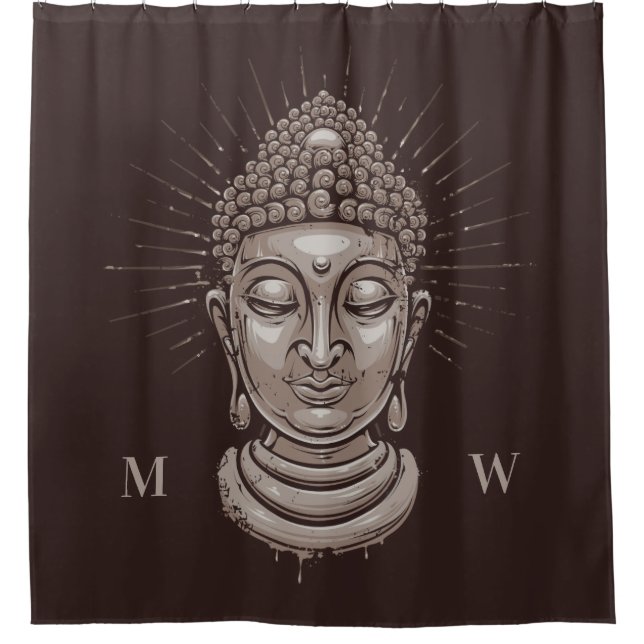 Kundenspezifischer Monogramm Buddha-Duschvorhang Duschvorhang (Vorderseite)