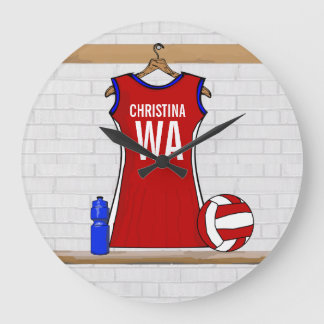 Kundenspezifischer Netball-einheitliches Rot mit Große Wanduhr