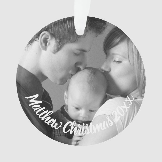 Kundenspezifischer neuer Eltern-Baby-Foto-Feiertag Ornament (Vorderseite)