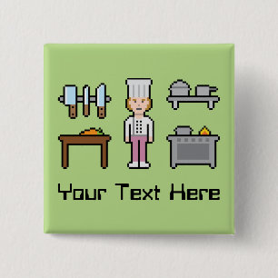 Kundenspezifischer Pixel-Frau-Koch Button